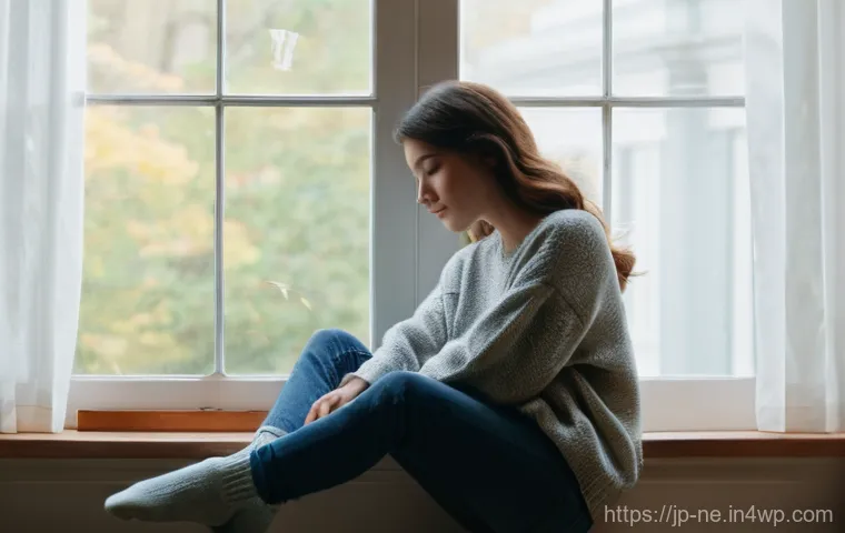 인생의 전환점을 통한 목적 발견 - **A young woman in her mid-twenties, dressed in a comfortable, oversized knit sweater and soft denim...