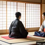 진정한 목표를 찾기 위한 대화의 기술 - A warm, modern Japanese-style living room scene where two young adults are engaged in deep, empathet...